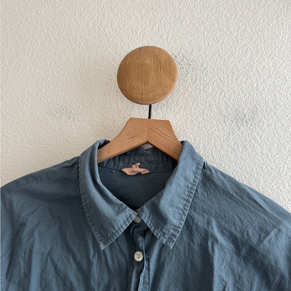 eberjy Blue Button Down Pajama Shirt - Picture 2 of 7